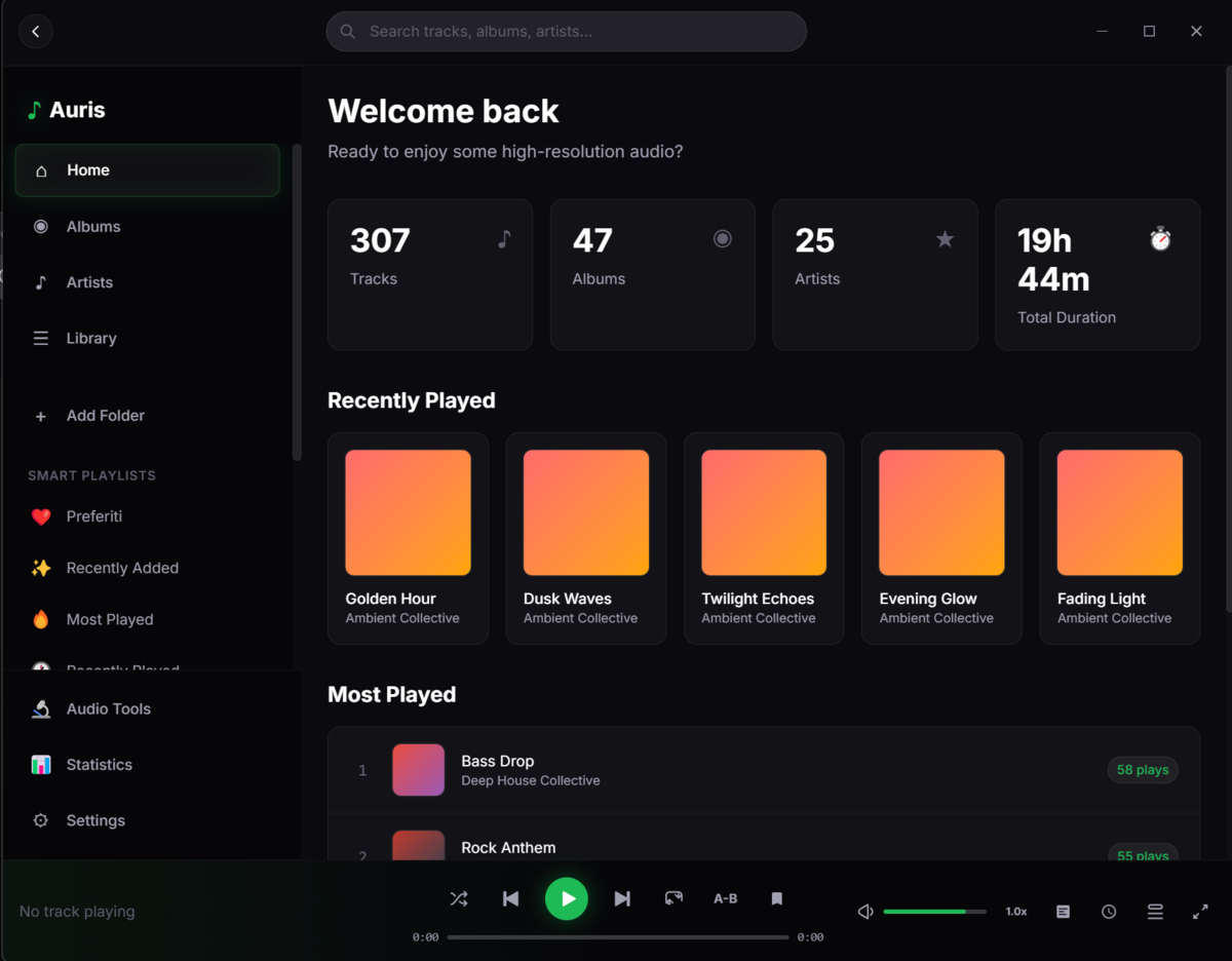 Auris, music player audiofilo per Windows